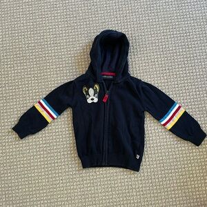 Boston Terrier logo Sophie and Sam zip up hoodie- size 2T